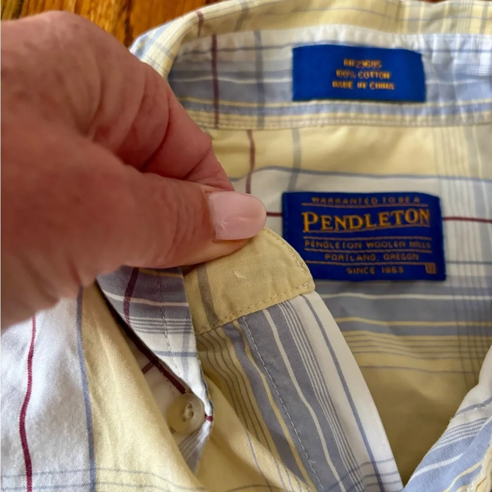 Pendleton Yellow and Light Blue Plaid Shirt - Small - Cotton - Picture 4 of 9